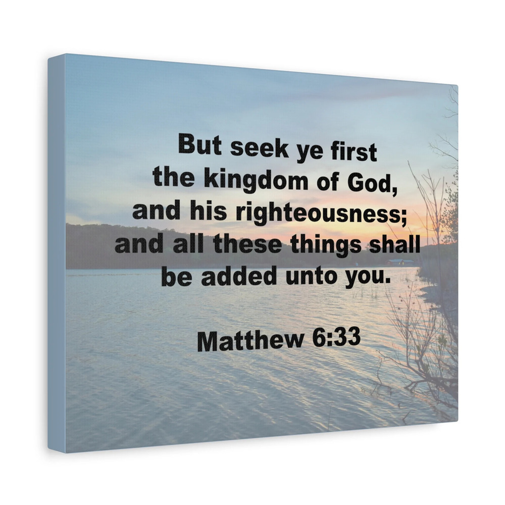 Scripture Canvas Kingdom Of God Matthew 6:33 Christian Wall Art Bible Verse